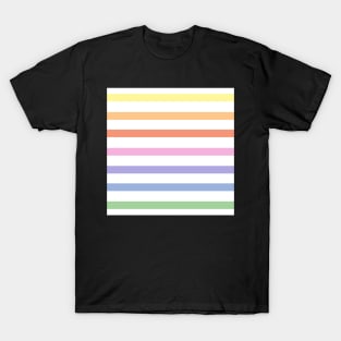 White and pastel rainbow stripes - horizontal T-Shirt